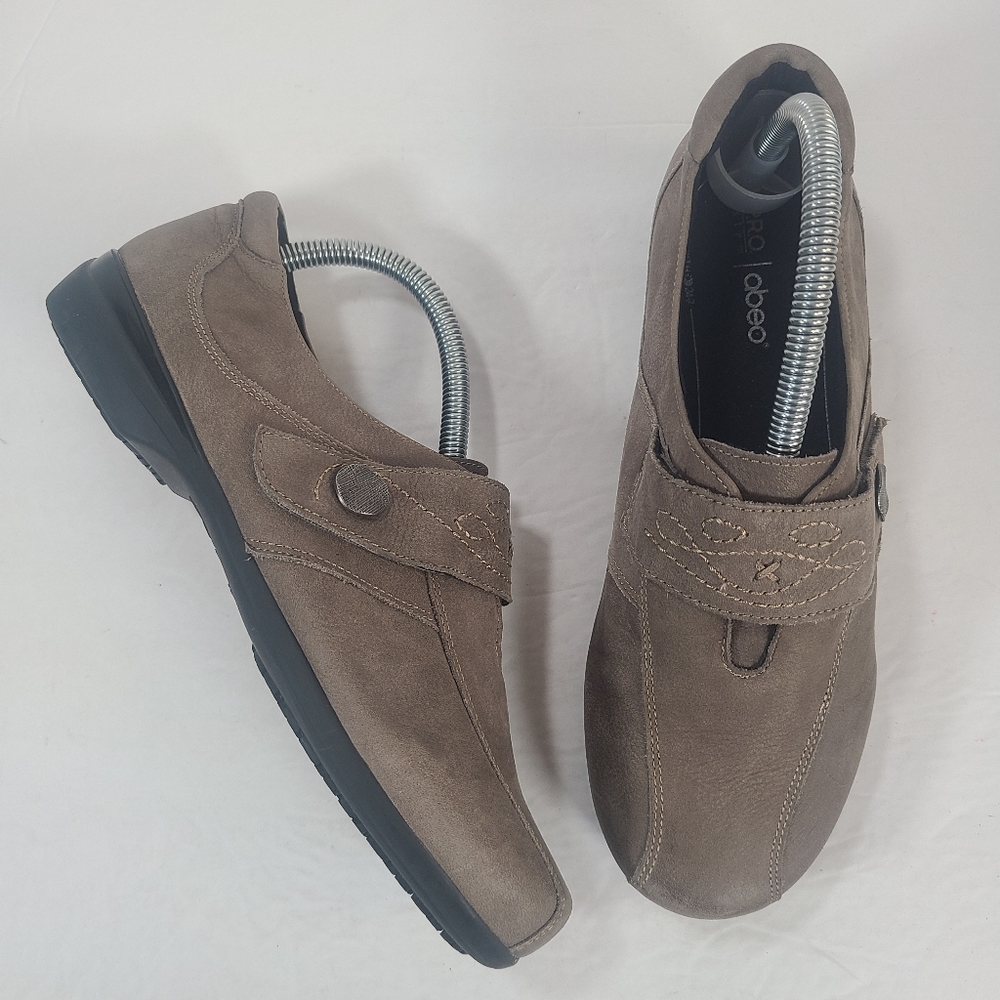 Abeo Pro System Aster 24/7 Taupe Gray Nubuck Leather Comfort Shoes Women 8.5